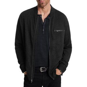 John Varvatos Collection Men's Webster Jacquard Zip Pocket Shirt Jacket Black